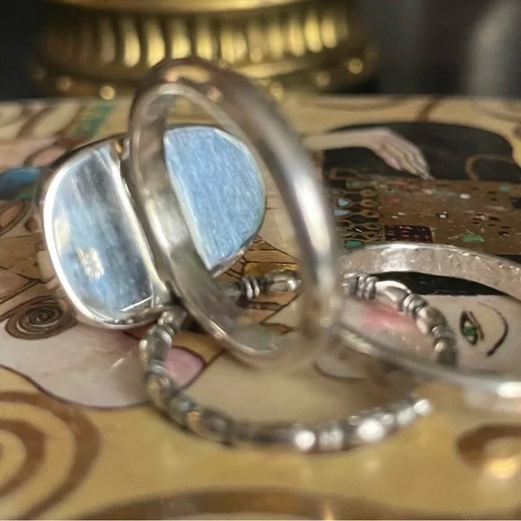 Australian Opal Sterling Silver Ring with Stacking Rings new - Picture 7 of 9